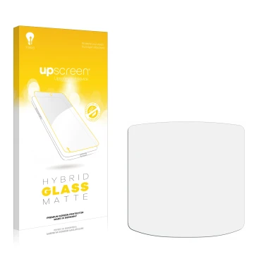 Face avant d’un emballage produit avec le logo de la marque upscreen. À côté se trouve la protection d’écran correspondante.