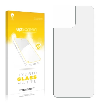 Face avant d’un emballage produit avec le logo de la marque upscreen. À côté se trouve la protection d’écran correspondante.