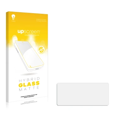 Face avant d’un emballage produit avec le logo de la marque upscreen. À côté se trouve la protection d’écran correspondante.