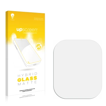 Face avant d’un emballage produit avec le logo de la marque upscreen. À côté se trouve la protection d’écran correspondante.
