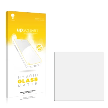 Face avant d’un emballage produit avec le logo de la marque upscreen. À côté se trouve la protection d’écran correspondante.