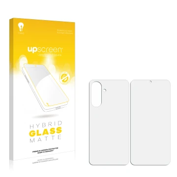 Face avant d’un emballage produit avec le logo de la marque upscreen. À côté se trouve la protection d’écran correspondante.