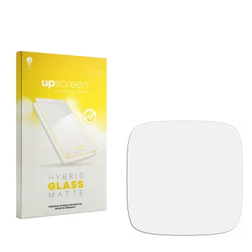 Face avant d’un emballage produit avec le logo de la marque upscreen. À côté se trouve la protection d’écran correspondante.