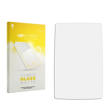 Face avant d’un emballage produit avec le logo de la marque upscreen. À côté se trouve la protection d’écran correspondante.