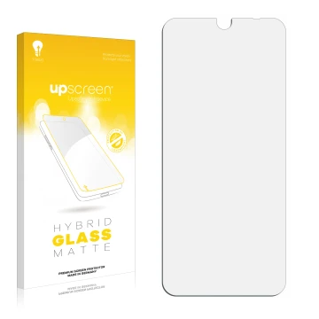 Face avant d’un emballage produit avec le logo de la marque upscreen. À côté se trouve la protection d’écran correspondante.