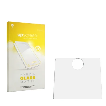 Face avant d’un emballage produit avec le logo de la marque upscreen. À côté se trouve la protection d’écran correspondante.