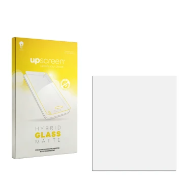 Face avant d’un emballage produit avec le logo de la marque upscreen. À côté se trouve la protection d’écran correspondante.