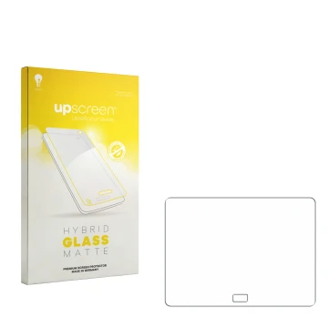 Face avant d’un emballage produit avec le logo de la marque upscreen. À côté se trouve la protection d’écran correspondante.