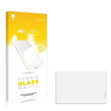 Face avant d’un emballage produit avec le logo de la marque upscreen. À côté se trouve la protection d’écran correspondante.