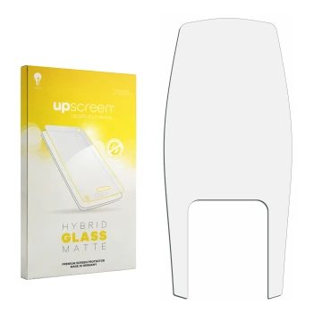 Face avant d’un emballage produit avec le logo de la marque upscreen. À côté se trouve la protection d’écran correspondante.