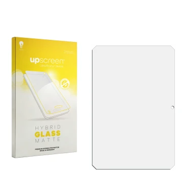 Face avant d’un emballage produit avec le logo de la marque upscreen. À côté se trouve la protection d’écran correspondante.