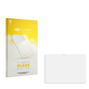 Face avant d’un emballage produit avec le logo de la marque upscreen. À côté se trouve la protection d’écran correspondante.