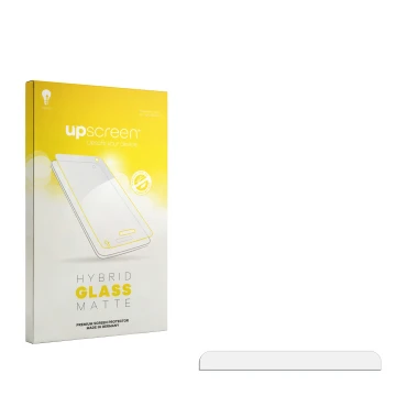 Face avant d’un emballage produit avec le logo de la marque upscreen. À côté se trouve la protection d’écran correspondante.