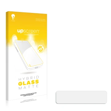 Face avant d’un emballage produit avec le logo de la marque upscreen. À côté se trouve la protection d’écran correspondante.