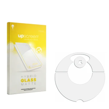 Face avant d’un emballage produit avec le logo de la marque upscreen. À côté se trouve la protection d’écran correspondante.
