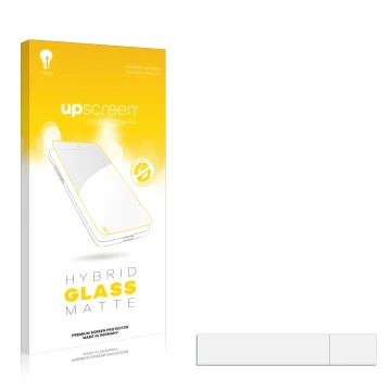 Face avant d’un emballage produit avec le logo de la marque upscreen. À côté se trouve la protection d’écran correspondante.