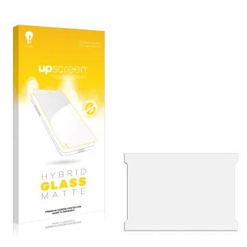 Face avant d’un emballage produit avec le logo de la marque upscreen. À côté se trouve la protection d’écran correspondante.