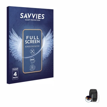 Face avant d’un emballage produit avec le logo de la marque Savvies. À côté, l’appareil Polar M400 est représenté avec la prot