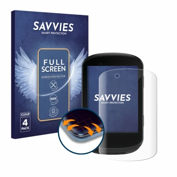 Face avant d’un emballage produit avec le logo de la marque Savvies. À côté, l’appareil Garmin Edge 530 est représenté avec la