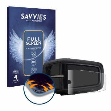 Face avant d’un emballage produit avec le logo de la marque Savvies. À côté, l’appareil Yamaha LCD-A Display 2019 est représen