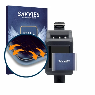 Face avant d’un emballage produit avec le logo de la marque Savvies. À côté, l’appareil Uwatec Galileo G2 est représenté avec 