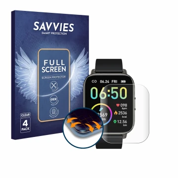 Face avant d’un emballage produit avec le logo de la marque Savvies. À côté, l’appareil Motast P32 est représenté avec la prot
