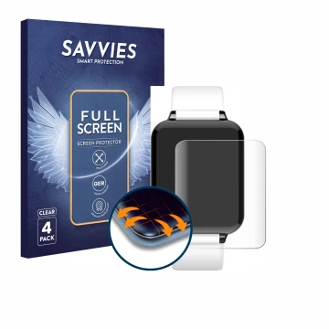 Face avant d’un emballage produit avec le logo de la marque Savvies. À côté, l’appareil Hero Band III est représenté avec la p