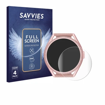 Face avant d’un emballage produit avec le logo de la marque Savvies. À côté, l’appareil Michael Kors Access MKGO Gen 5E MKT 51