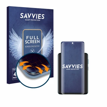 Face avant d’un emballage produit avec le logo de la marque Savvies. À côté, l’appareil Motorola Moto G42 est représenté avec 