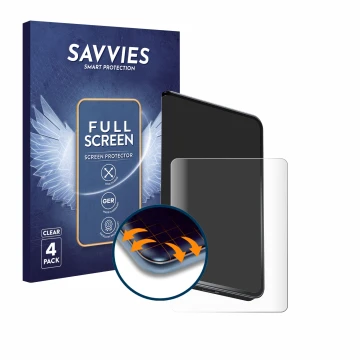 Face avant d’un emballage produit avec le logo de la marque Savvies. À côté, l’appareil Ledger Stax crypto wallet est représen