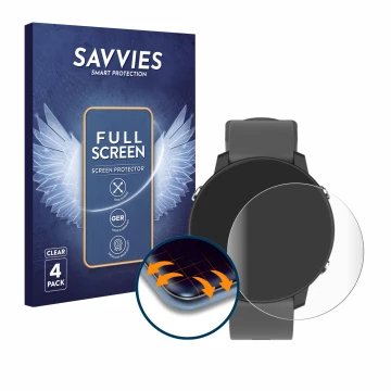Face avant d’un emballage produit avec le logo de la marque Savvies. À côté, l’appareil Shot Scope G5 GPS Watch est représenté