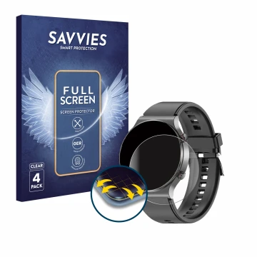 Face avant d’un emballage produit avec le logo de la marque Savvies. À côté, l’appareil Kardena Care Pro 2 (rond) est représen