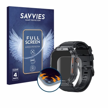 Face avant d’un emballage produit avec le logo de la marque Savvies. À côté, l’appareil GaWear K57PRO 1.96