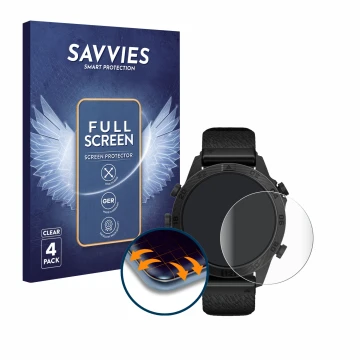 Face avant d’un emballage produit avec le logo de la marque Savvies. À côté, l’appareil Garmin Marq Commander Gen 2 est représ