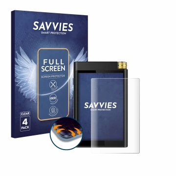 Face avant d’un emballage produit avec le logo de la marque Savvies. À côté, l’appareil Surfans F28 est représenté avec la pro