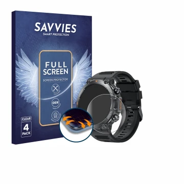 Face avant d’un emballage produit avec le logo de la marque Savvies. À côté, l’appareil GaWear K56-PRO 1.39