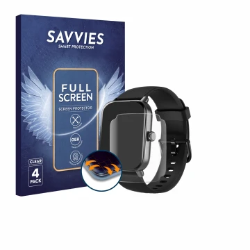 Face avant d’un emballage produit avec le logo de la marque Savvies. À côté, l’appareil Yoever IDW19 1.8