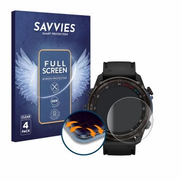 Face avant d’un emballage produit avec le logo de la marque Savvies. À côté, l’appareil Garmin Descent Mk3i (51 mm) est représ