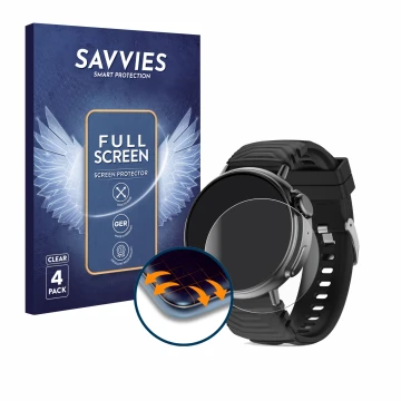 Face avant d’un emballage produit avec le logo de la marque Savvies. À côté, l’appareil AMZSA GT88 est représenté avec la prot