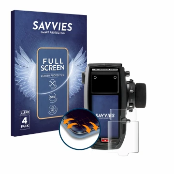 Face avant d’un emballage produit avec le logo de la marque Savvies. À côté, l’appareil Sanwa M17 est représenté avec la prote