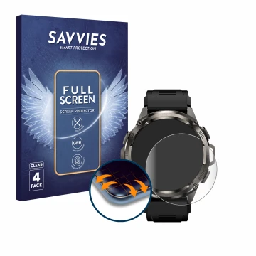 Face avant d’un emballage produit avec le logo de la marque Savvies. À côté, l’appareil Kospet Tank T3 Ultra est représenté av