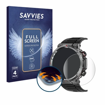 Face avant d’un emballage produit avec le logo de la marque Savvies. À côté, l’appareil Iowodo W50 1.39