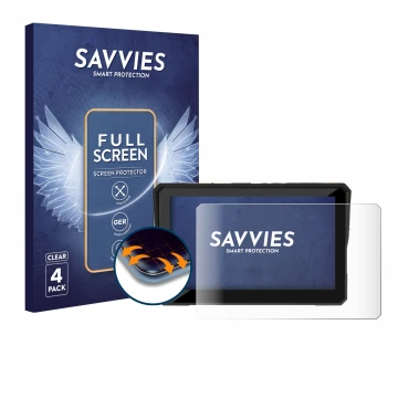 Face avant d’un emballage produit avec le logo de la marque Savvies. À côté, l’appareil Carpuride W502 5