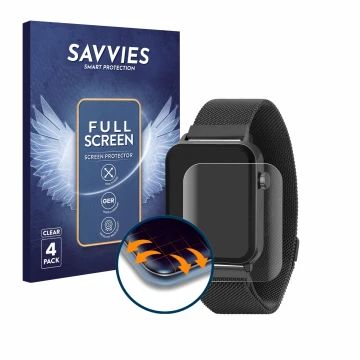 Face avant d’un emballage produit avec le logo de la marque Savvies. À côté, l’appareil Reflex Active Series 30 AMOLED est rep