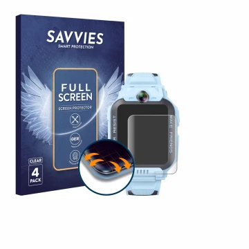 Face avant d’un emballage produit avec le logo de la marque Savvies. À côté, l’appareil Imoo Watch Phone Z7 est représenté ave
