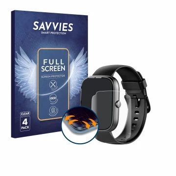 Face avant d’un emballage produit avec le logo de la marque Savvies. À côté, l’appareil Uaue T60 1.91