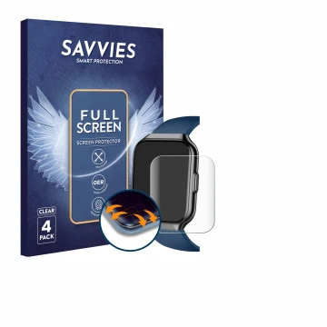 Face avant d’un emballage produit avec le logo de la marque Savvies. À côté, l’appareil QCOQ P98 1.96