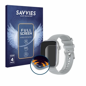 Face avant d’un emballage produit avec le logo de la marque Savvies. À côté, l’appareil AMZSA szary 2.01