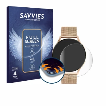 Face avant d’un emballage produit avec le logo de la marque Savvies. À côté, l’appareil Levowatch Edgy 1.43