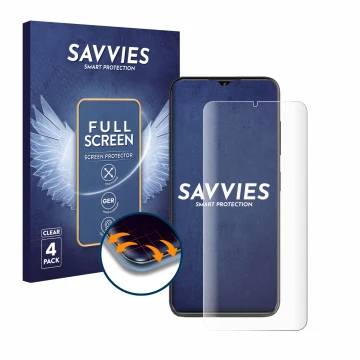 Face avant d’un emballage produit avec le logo de la marque Savvies. À côté, l’appareil ZTE Blade V50S est représenté avec la 